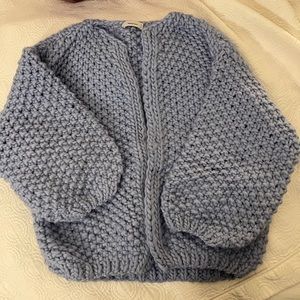 Maiami pearl pattern big cardigan - blue